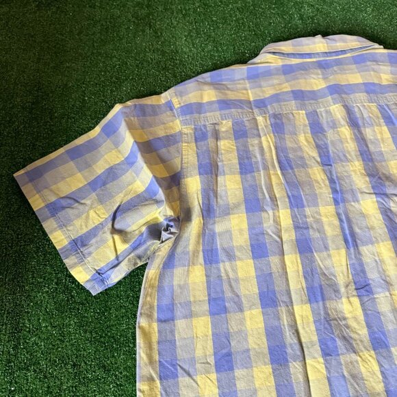 Columbia Shirt Size XL Blue Yellow Plaid Button Up Relaxed Fit Outdoor Hiking - Picture 15 of 16